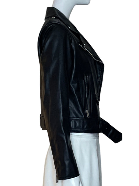 Chaqueta Zara Biker Correa Recto Negro - Talla M