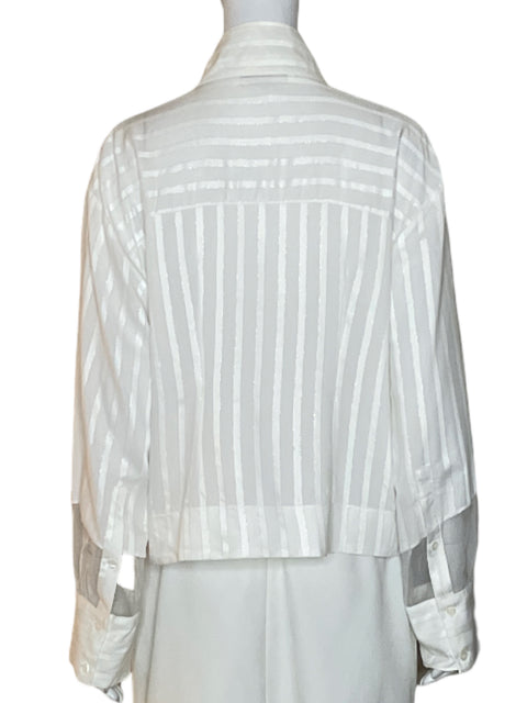 Blusa Zara Líneas Transparente Blanco - Talla L