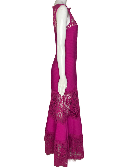 Vestido Tadashi Shoji Liso Tejido Morado - Talla S
