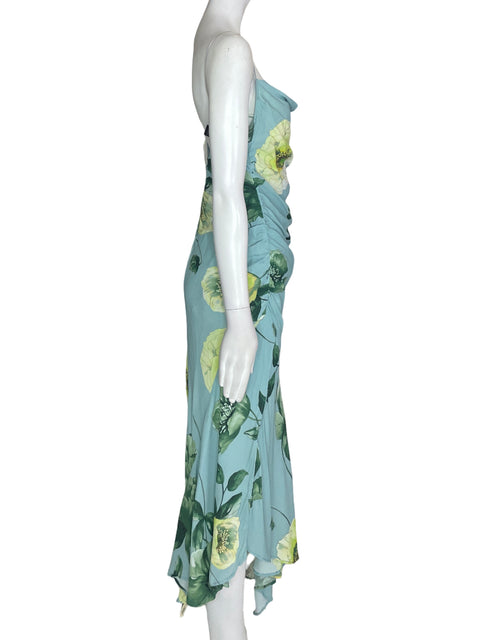 Vestido Pinko Estampado Tiras Suelto Azul - Talla S