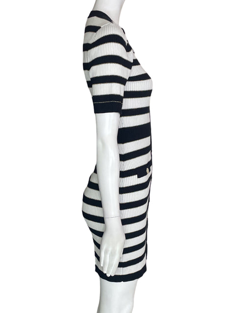 Vestido Morgan Rayas Botones Manga corta Negro - Talla S