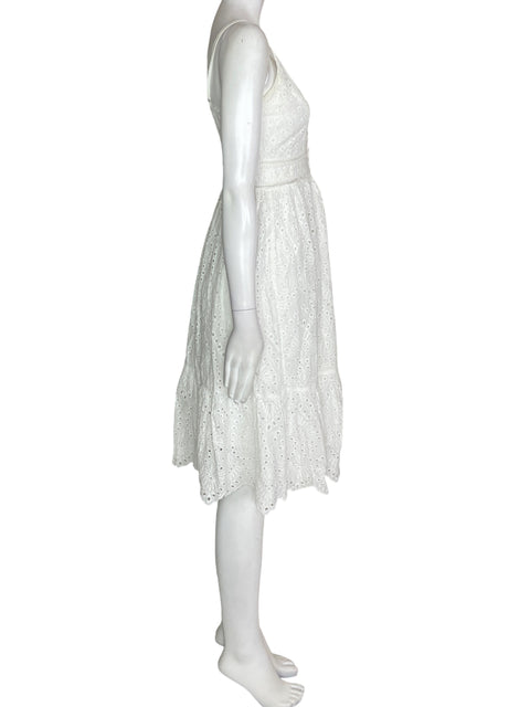 Vestido Flying Tomato Tiras Troquelado Blanco - Talla S