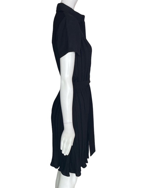 Vestido Dkny Plisado Manga corta Fajon Negro - Talla 2