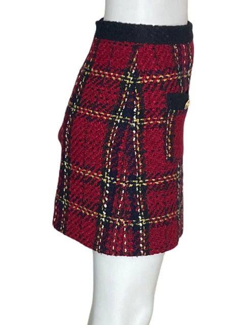 Falda Zara Cuadros Tejido Rojo - Talla XS