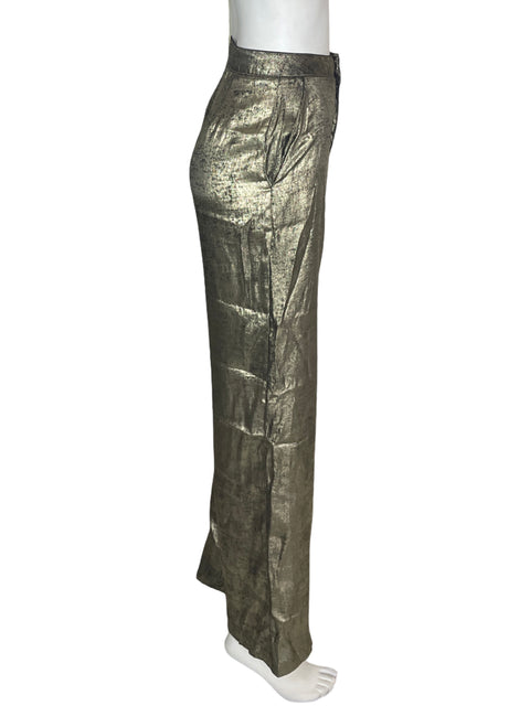 Pantalón Naf Naf Satinado Bolsillo Dorado - Talla 4
