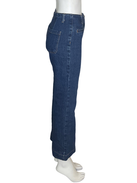 Pantalón Zara Recto Alto Azul - Talla 34