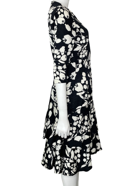 Vestido Carolina Herrera Estampado Midi Negro - Talla 6