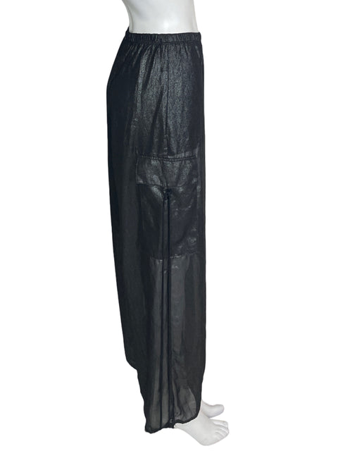 Pantalón Lucy In The Sky Transparente Satinado Nudos Negro - Talla XS