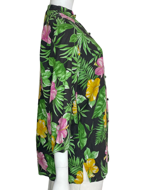 Blusa Ralph Lauren de Lino Estampado Cuello chino Manga larga Verde - Talla M