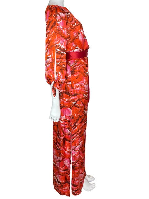 Vestido Carolina Herrera Estampado Suelto Nudos Naranja - Talla 2
