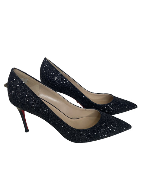 Zapato Hl Tino Tacón alto Pedreria Brillo Negro - Talla 9