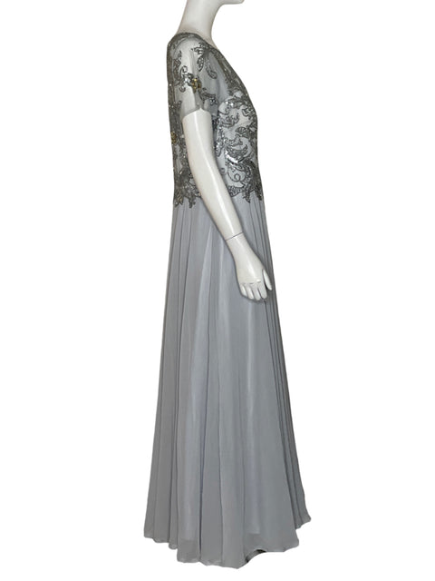 Vestido De Fiesta Xscape Gris - Talla 12