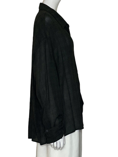 Blusa Zara Cuadros Oversized Verde - Talla L