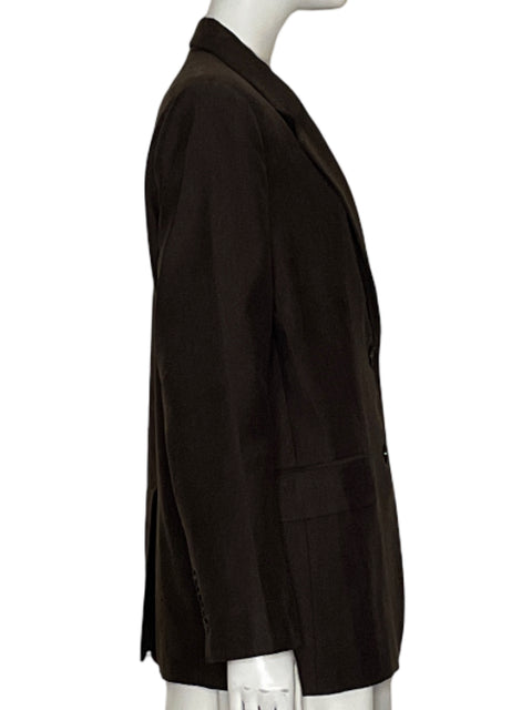 Blazer Mango Dos Botones Liso Marrón - Talla S