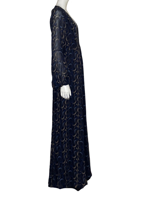 Vestido Anímale Estampado Maxi Azul - Talla S