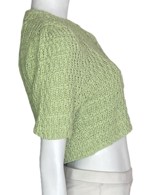 Chaqueta Zara Tejidos Botones Crop Manga corta Verde - Talla S