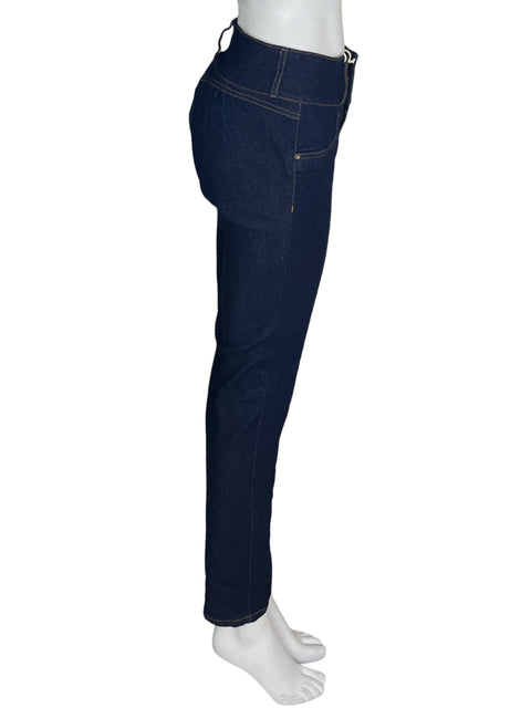Pantalón Fiorella Alto Recto Ajustado Skinny Azul - Talla 29