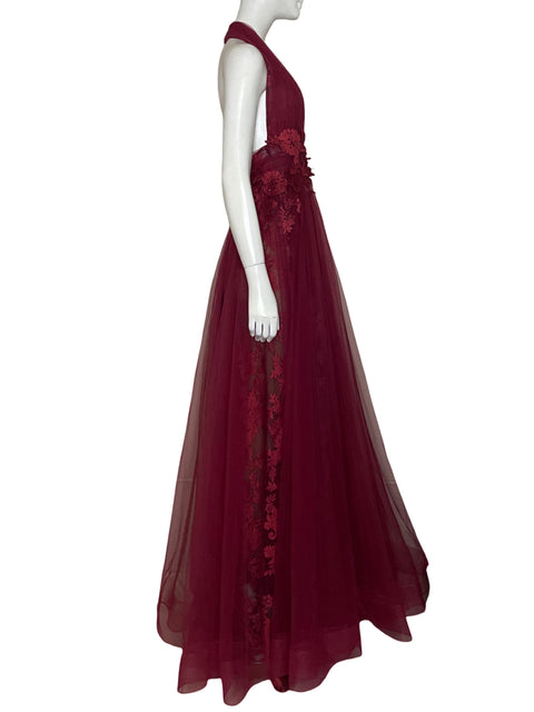 Vestido De Fiesta Mona Rosa Halter Encaje Rojo - Talla S