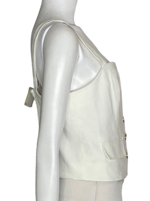 Blusa Anne Klein Tiras Ajustado Crop Blanco - Talla 10