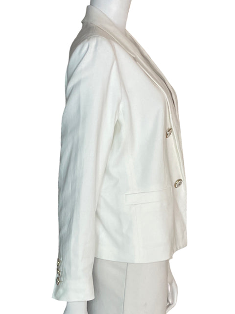 Chaqueta Anne Klein Liso Abierto Botones Manga larga Blanco - Talla 8