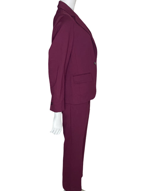 Conjunto Anne Klein Blazer/pantalon Liso Manga larga Recto Rojo - Talla 8
