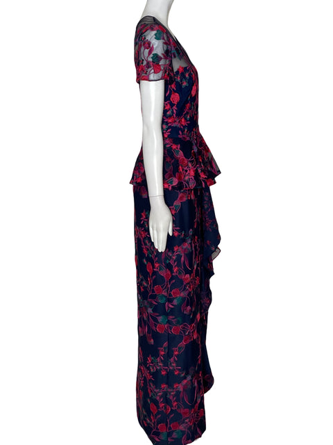 Vestido Marchesa Notte Estampado Floral Azul - Talla 4