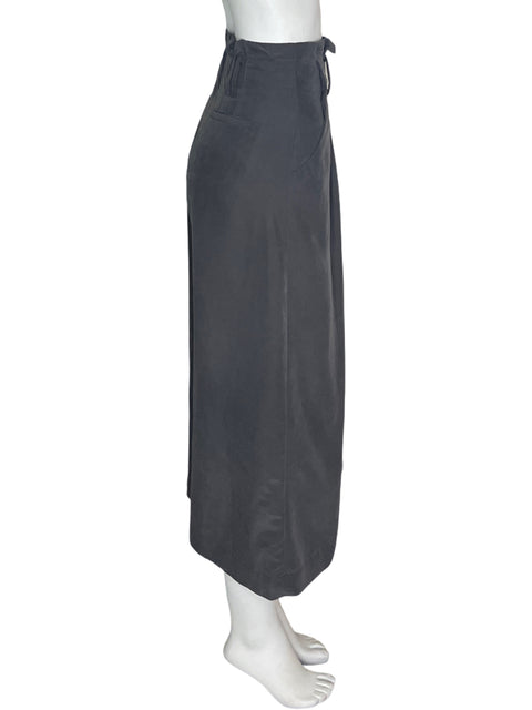 Pantalón Bcbg Pinzas Palazo Zipper Gris - Talla 6