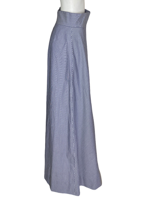 Pantalón Michelle Nassar Rayas Palazo Zipper Azul - Talla S