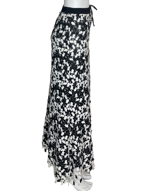 Falda Filomena Estampada Floral Tejida Maxi Negro - Talla S