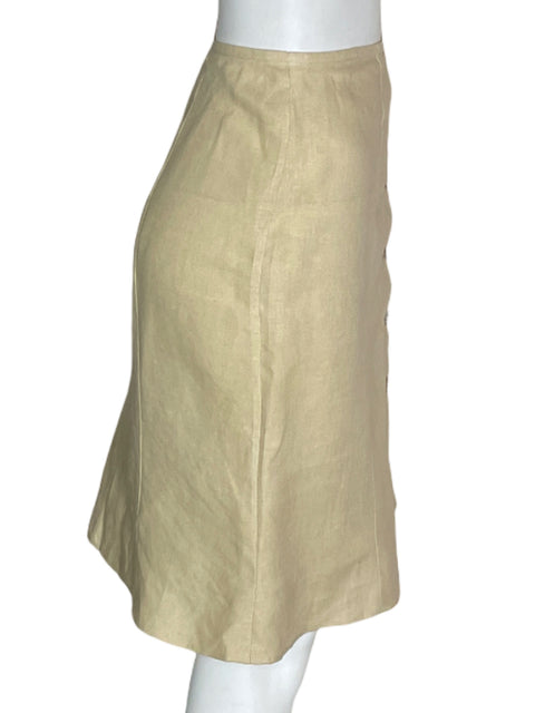 Falda Ketty Tinoco Mini Botones Lino Beige - Talla 6