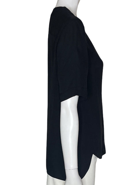 Blusa Theory Liso Manga corta Seda Negro - Talla S