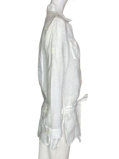 Blusa Made In Italy Amarrado Bolsillos Manga larga Blanco - Talla S