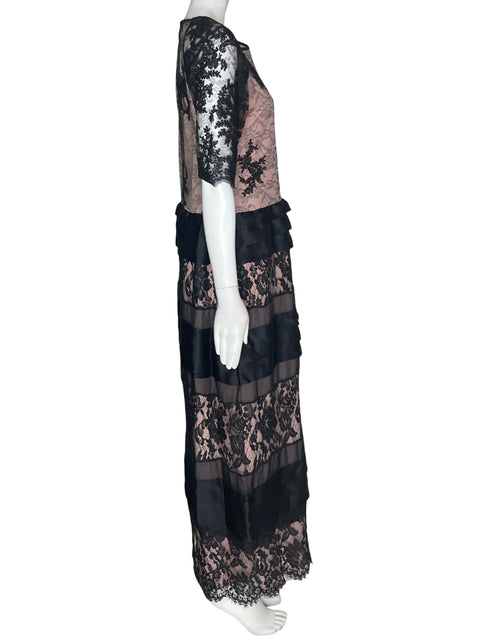 Vestido Tesoro Tps Maxi Transparente Ajustado Rosado - Talla S