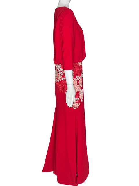 Vestido Tesoro Tps Maxi Apliques Tejido Rojo - Talla S
