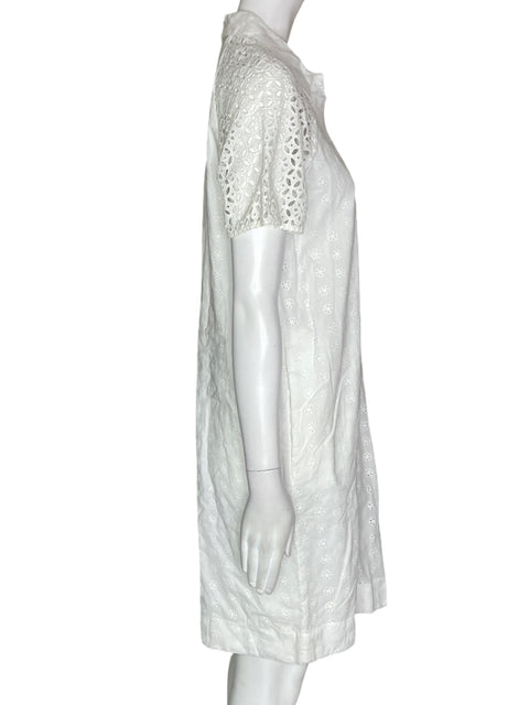 Vestido J.crew Midi Troquelado Manga corta Suelto Blanco - Talla 4