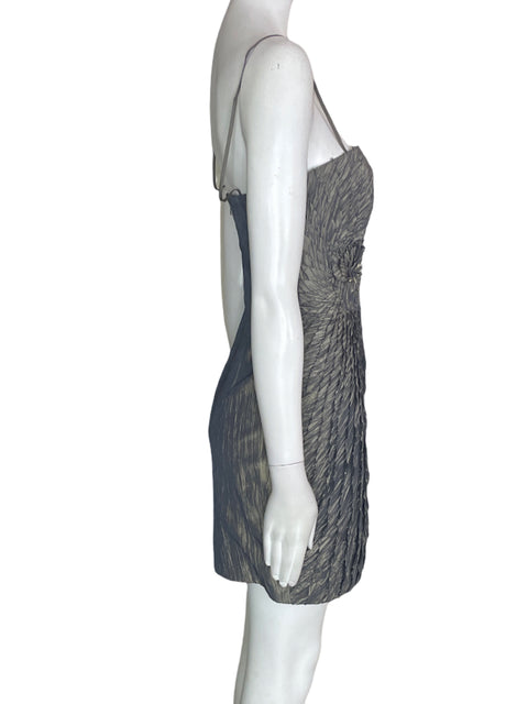 Vestido Mignon Mini Tiras Plisado Gris - Talla S