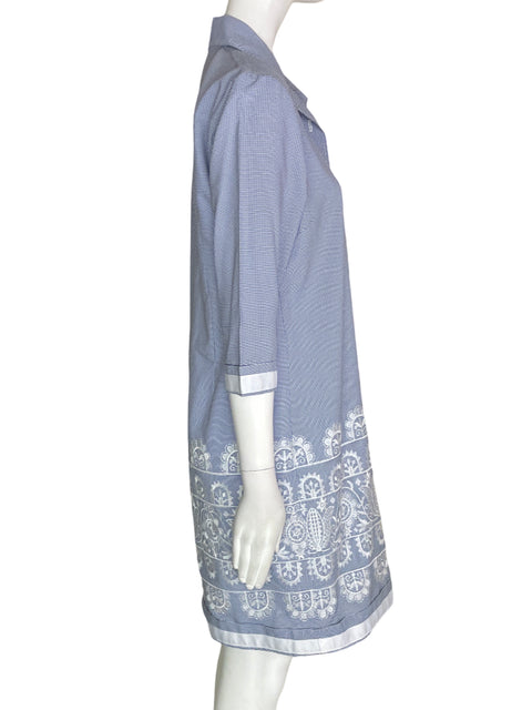 Vestido Tesoro Tps Rayas Manga corta Botones Tejido Azul - Talla S