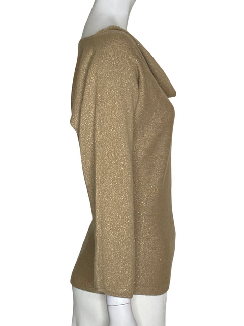 Blusa Ann Taylor Cuello Drapeado Beige - Talla XS