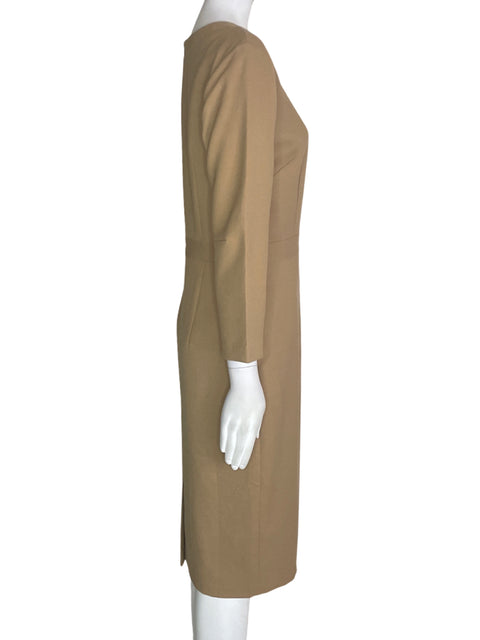 Vestido Ava & Aiden Ajustado Manga larga Liso Cuello redondo Marrón - Talla 8