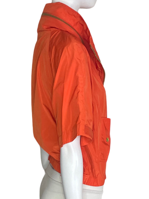 Chaleco Michael Kors Capucha Zipper Manga corta Impermiable Naranja - Talla S