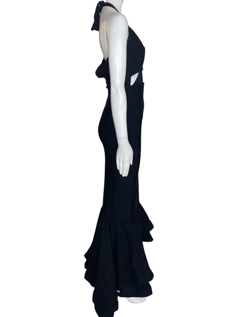 Vestido De Fiesta Tesoro Tps Maxi Tiras Troquelado Negro - Talla S