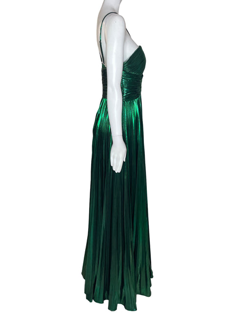 Vestido De Fiesta La Divine Plisado Ajustado Suelto Verde - Talla 8