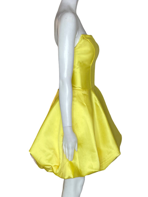 Vestido De Fiesta Jovani Midi Globo Satinado Amarillo - Talla 6
