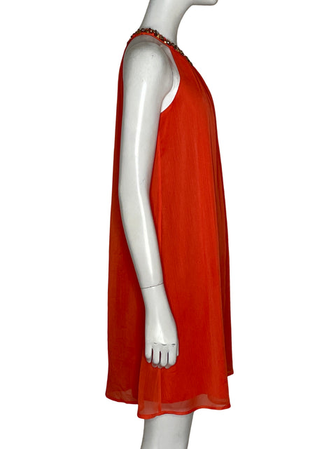 Vestido Vince Camuto Pedrería Midi Naranja - Talla 0