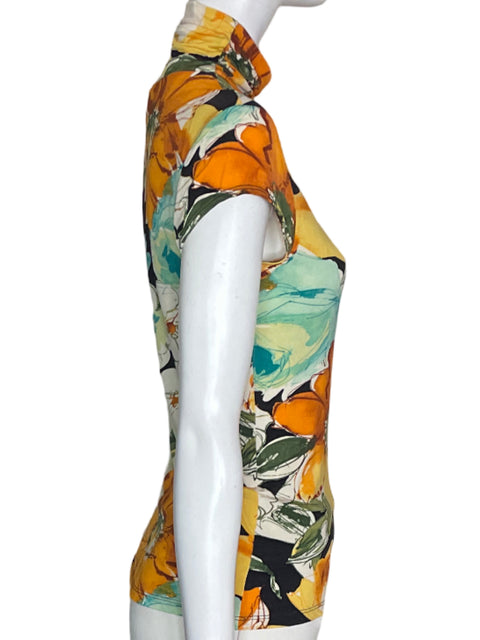 Blusa Cache Estampado Manga corta Sueter Naranja - Talla M