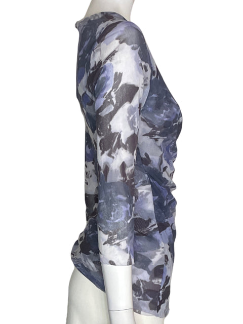 Blusa Cache Estampado Manga larga Cuello v Gris - Talla M