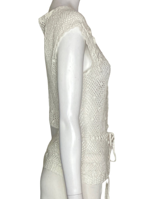 Blusa Banana Republic Apliques Manga corta Ajustado Blanco - Talla M