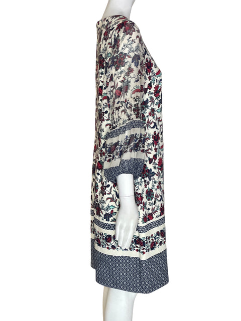 Vestido Neiman Marcus Estampado Manga larga Cuello redondo Azul - Talla 8