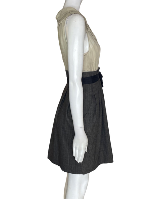 Vestido Bcbg Bicolor Ruchas Ajustado Marrón - Talla 6