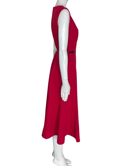 Vestido Dkny Midi Sin mangas Suelto Fajon Rojo - Talla 12
